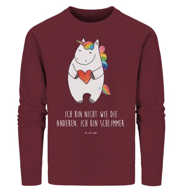 Mr. & Mrs. Panda Longpullover Größe S Einhorn Herz - Burgundy - Geschenk, w günstig online kaufen