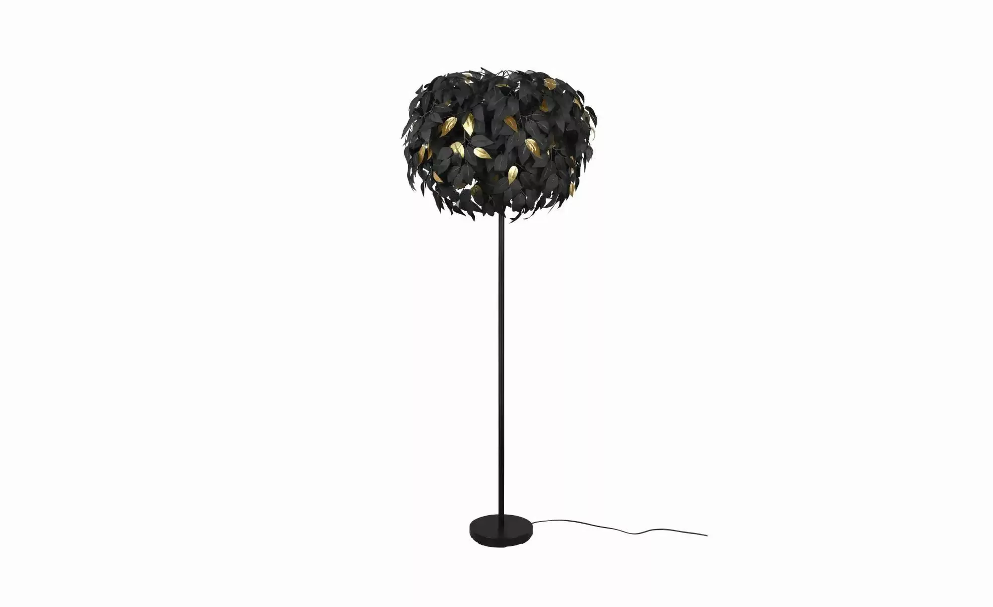 Stehlampe Leavy, schwarz/gold, Höhe 180 cm, Kunststoff günstig online kaufen