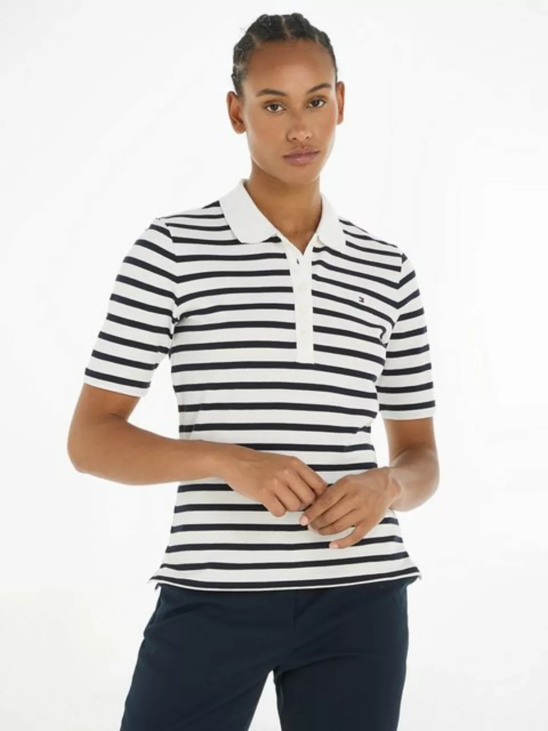 Tommy Hilfiger Poloshirt 1985 REG PIQUE STRIPE POLO SS mit dezenter Tommy H günstig online kaufen