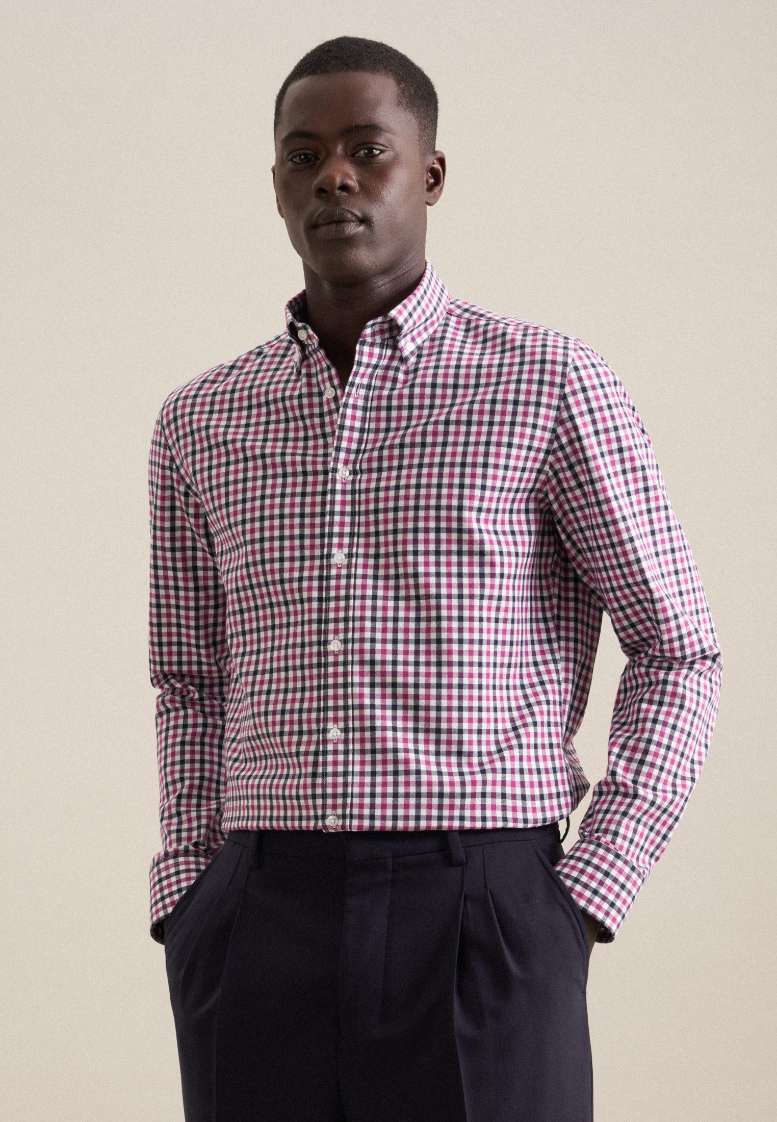seidensticker Flanellhemd "Slim", Slim Langarm Button-Down-Kragen Karo günstig online kaufen