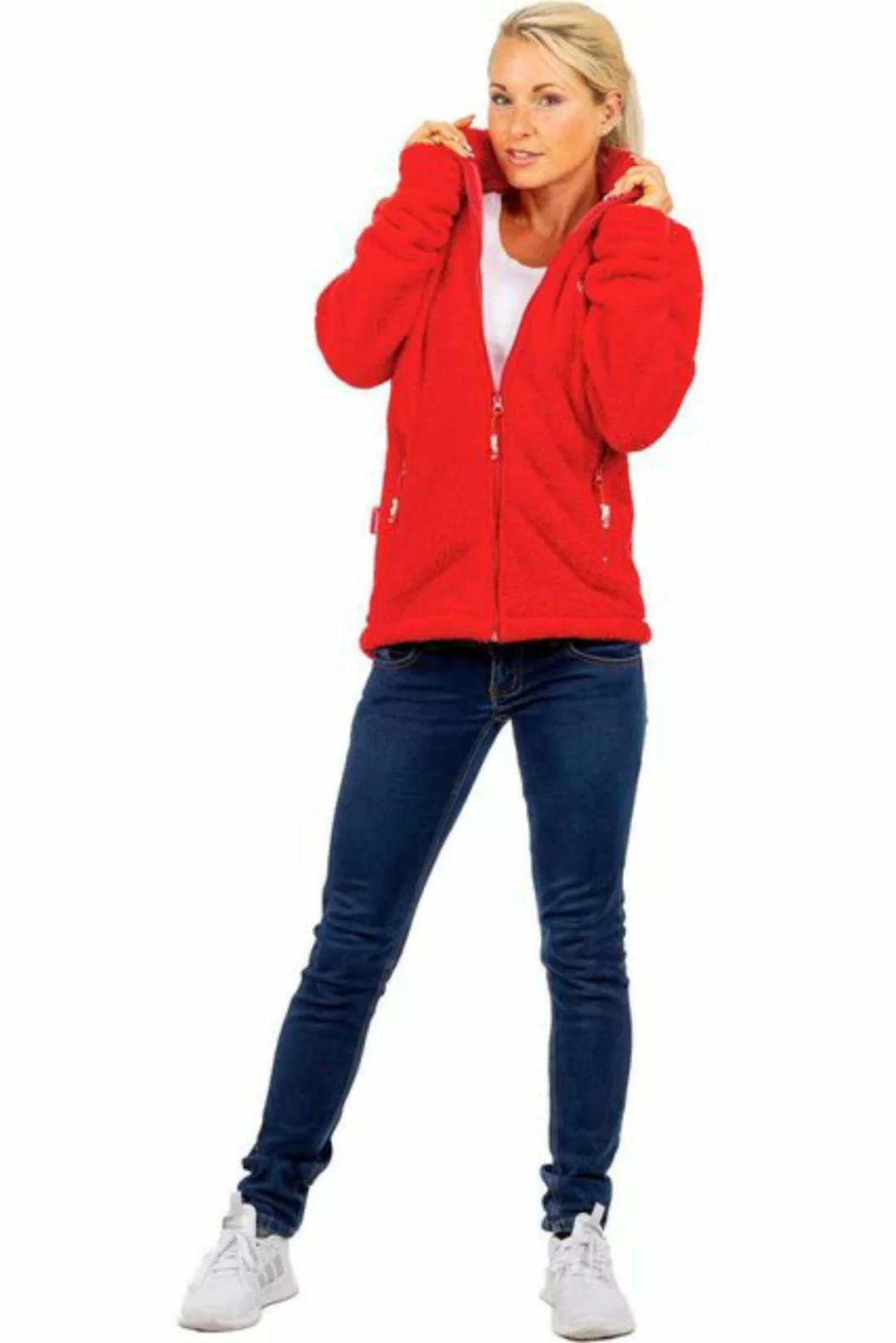 Reichstadt Fleecejacke Kuschelige Flauschige Jacke 22RSW002 Red XL mit Steh günstig online kaufen