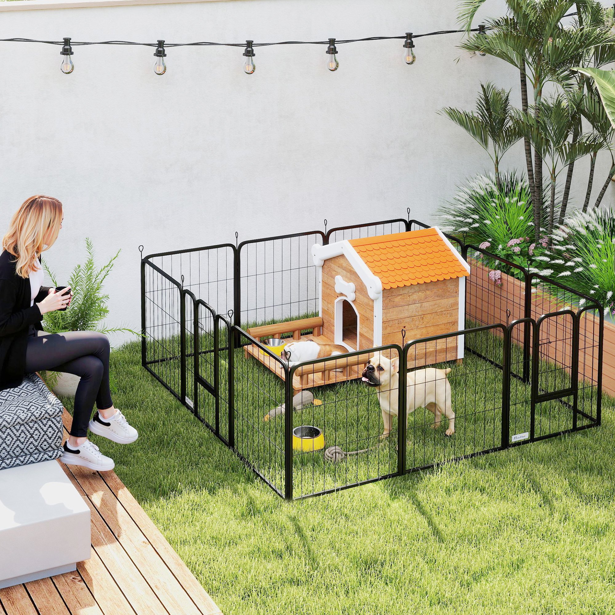 PawHut Hundepark, 12-Panel modularer und klappbarer Hundezwinger, tragbarer günstig online kaufen