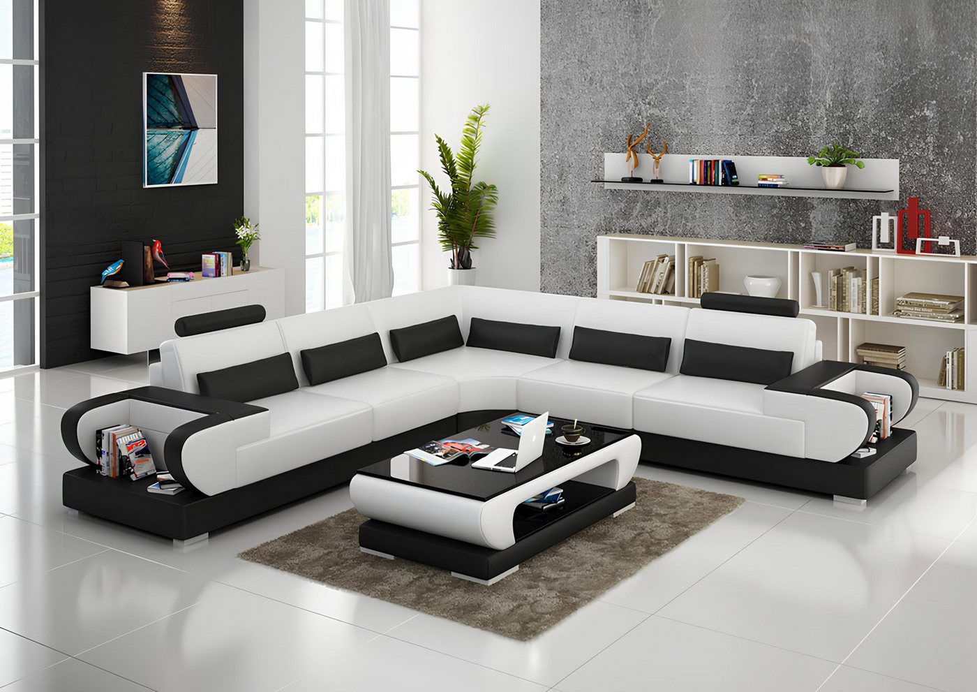 JVmoebel Ecksofa Ledersofa Couch Wohnlandschaft Eck Garnitur Design Modern günstig online kaufen