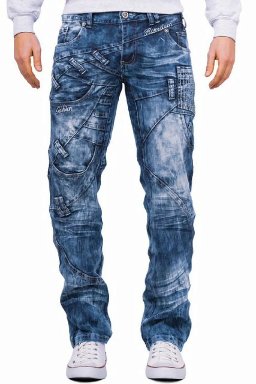 Kosmo Lupo 5-Pocket-Jeans Auffällige Hose KM130 (1-tlg) mit Schriftzügen un günstig online kaufen