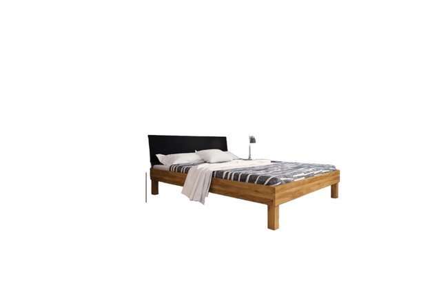 Natur24 Einzelbett Bett Zigo 2 Wildeiche 80x200 Kopfteil aus MDF Schwarz un günstig online kaufen