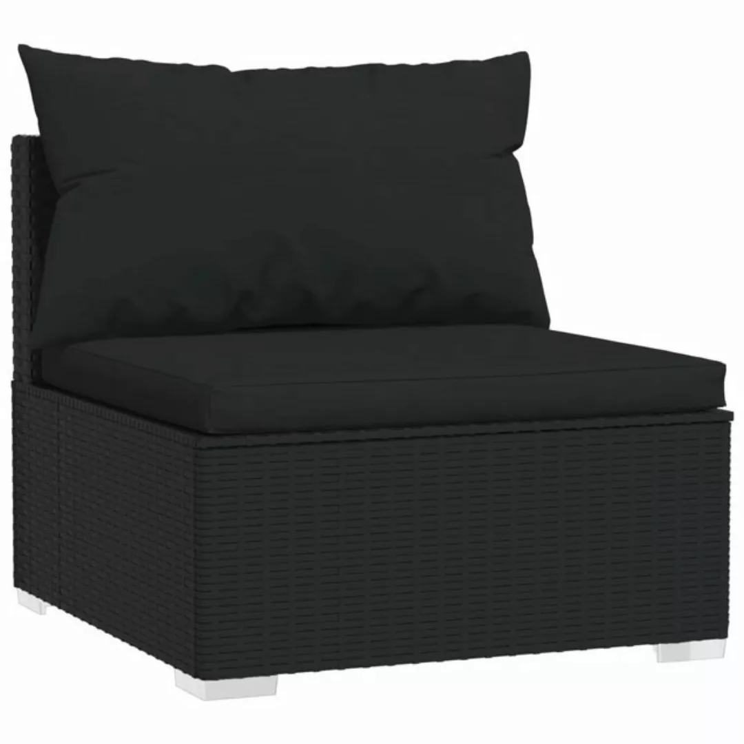 Vidaxl Garten-mittelsofa Mit Kissen Schwarz Poly Rattan günstig online kaufen