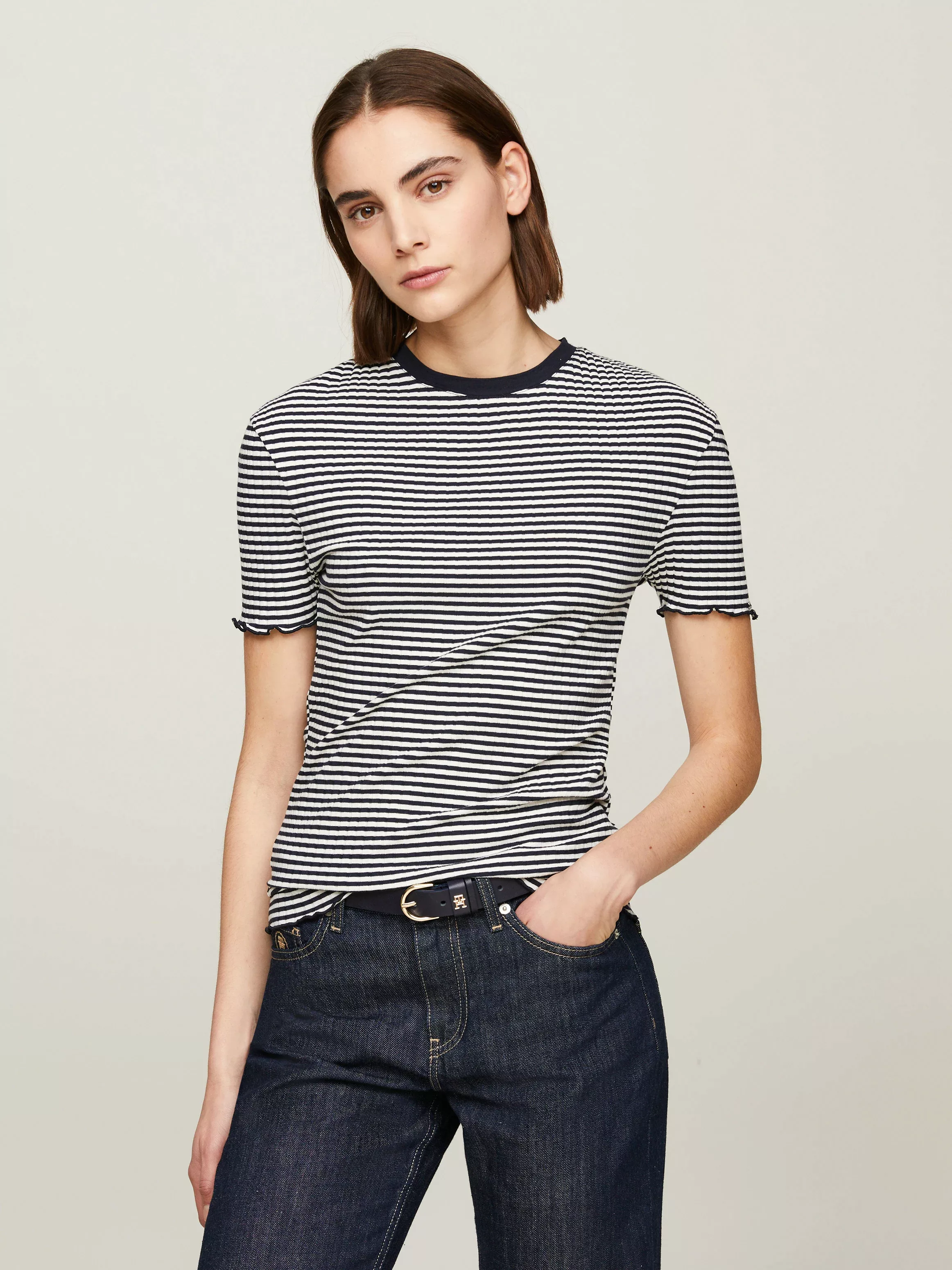 Tommy Hilfiger T-Shirt "SLIM CTN MODAL RIB STP C-NK SS", mit Streifenmuster günstig online kaufen