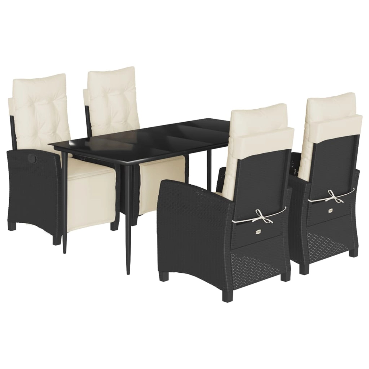 vidaXL 5-Tlg Garten-Essgruppe mit Kissen Schwarz Poly Rattan 3212949 günstig online kaufen