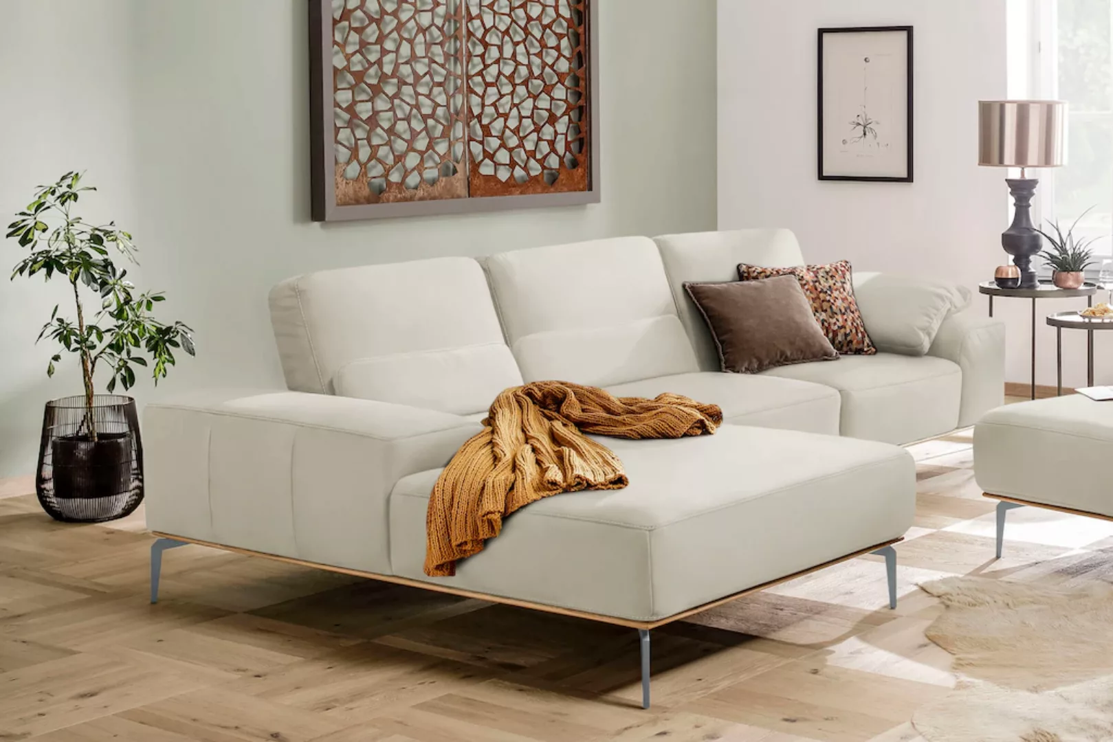 W.SCHILLIG Ecksofa run, mit elegantem Holzsockel, Füße in Silber matt, Brei günstig online kaufen