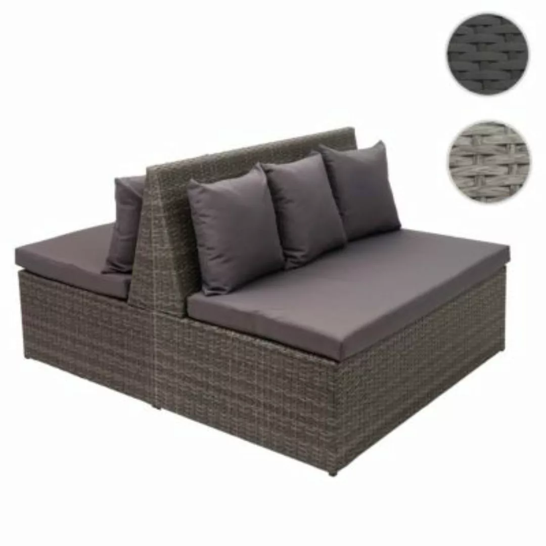 HWC Mendler 2er-Set Lounge-Gartenbank 2er Sofa Poly-Rattan grau günstig online kaufen
