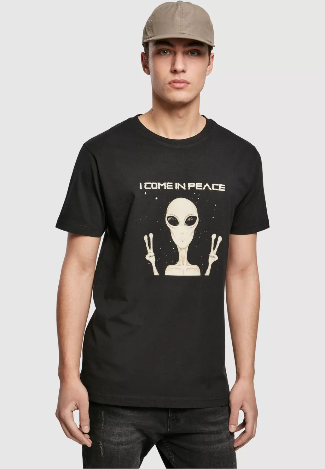 MisterTee T-Shirt "MisterTee Herren I Come In Peace Tee" günstig online kaufen