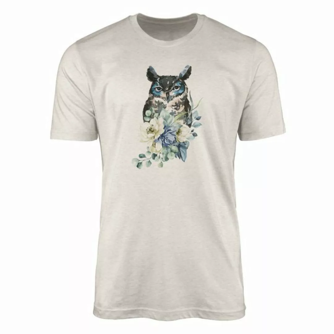 Sinus Art T-Shirt Herren Shirt Organic T-Shirt Aquarell Motiv Eule Bio-Baum günstig online kaufen