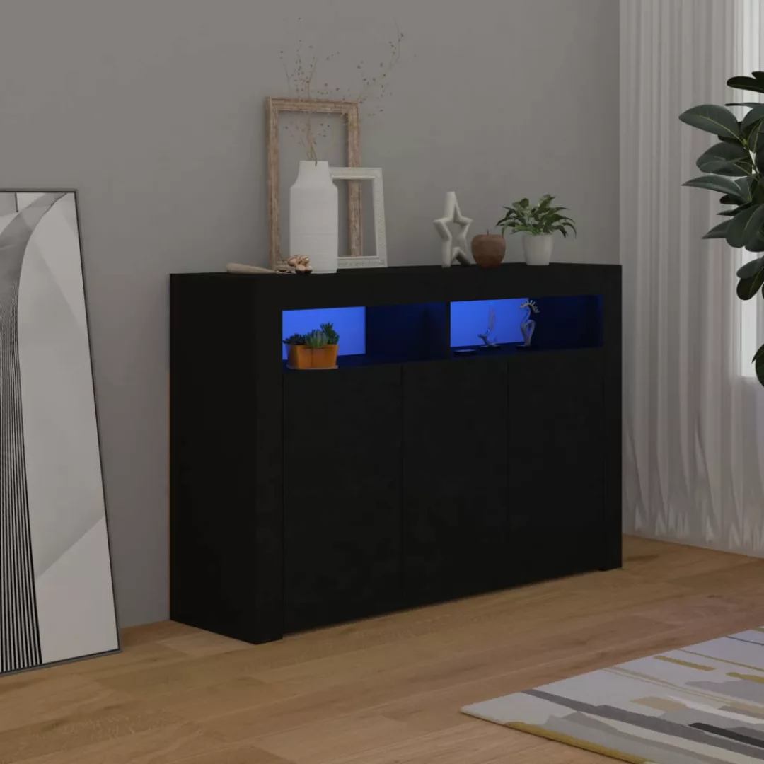 Sideboard Mit Led-leuchten Schwarz 115,5x30x75 Cm günstig online kaufen