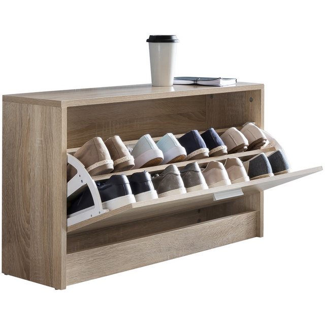 Schuhkipper SPLIT Modern 80 x 47 x 24 cm Holz Schuhregal Weiß 1 Fach | Schu günstig online kaufen