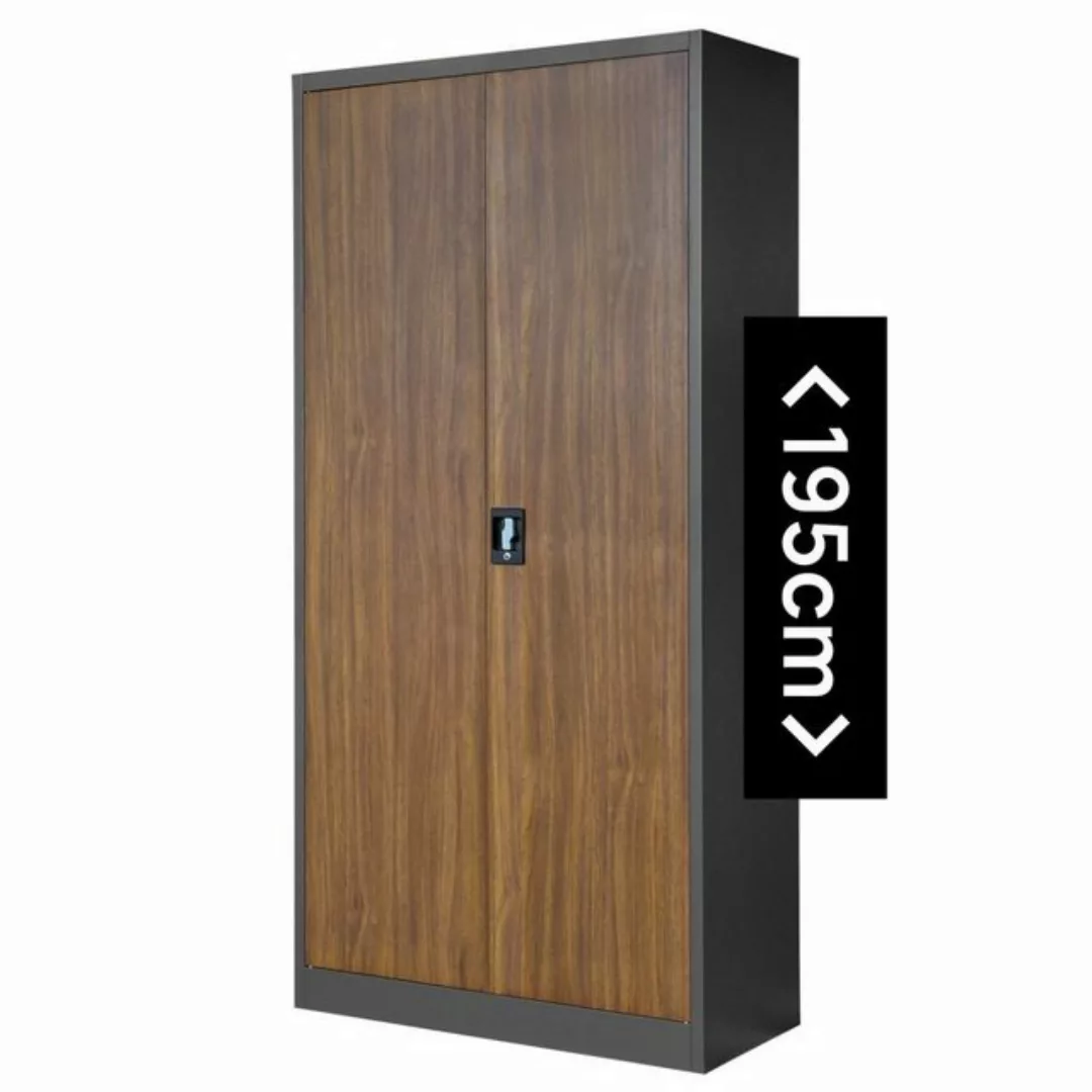 Jan Nowak Aktenschrank Aktenschrank Stahlschrank anthrazit-holz 195x90x40 günstig online kaufen