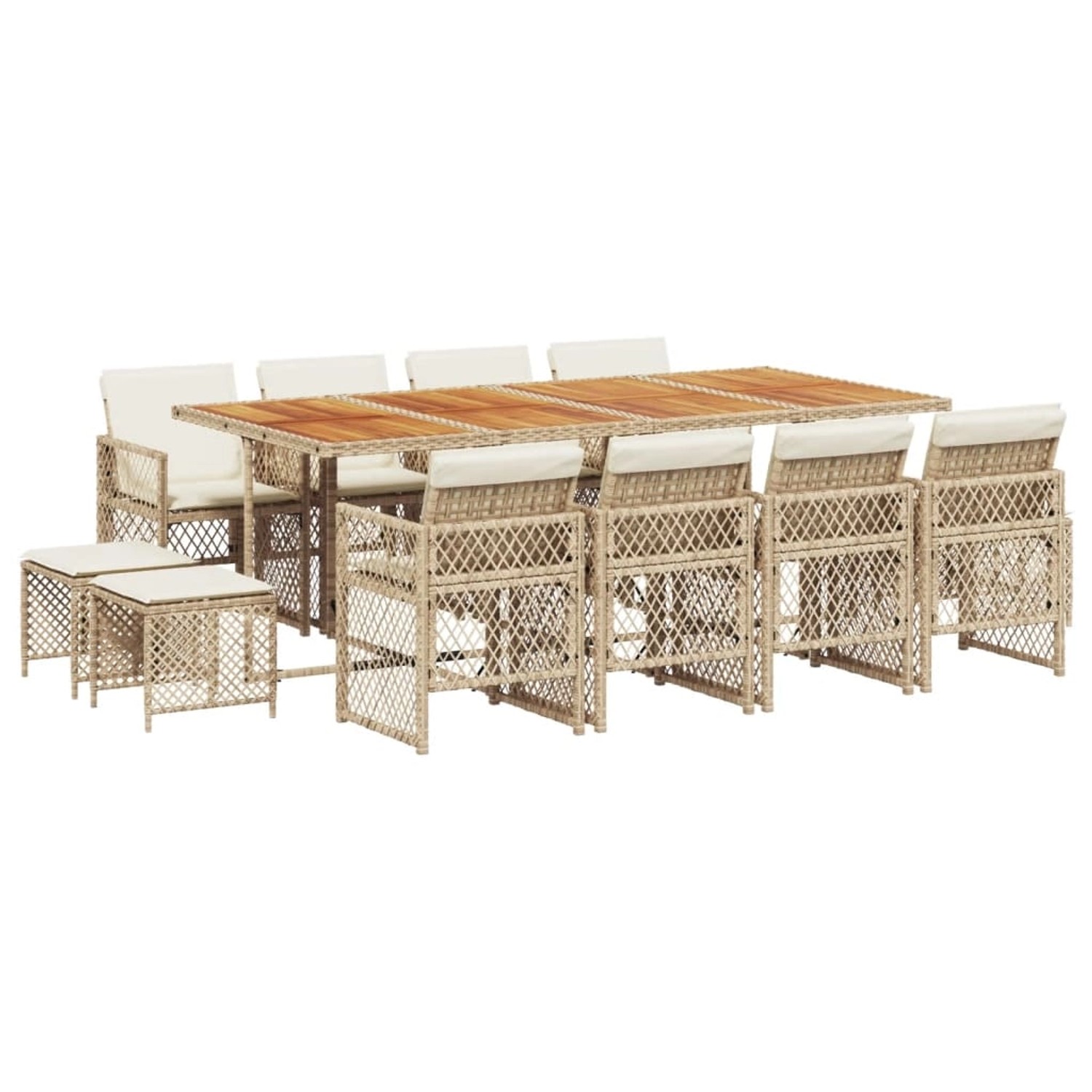 vidaXL 13-Tlg Garten-Essgruppe mit Kissen Beige Poly Rattan 3210808 günstig online kaufen