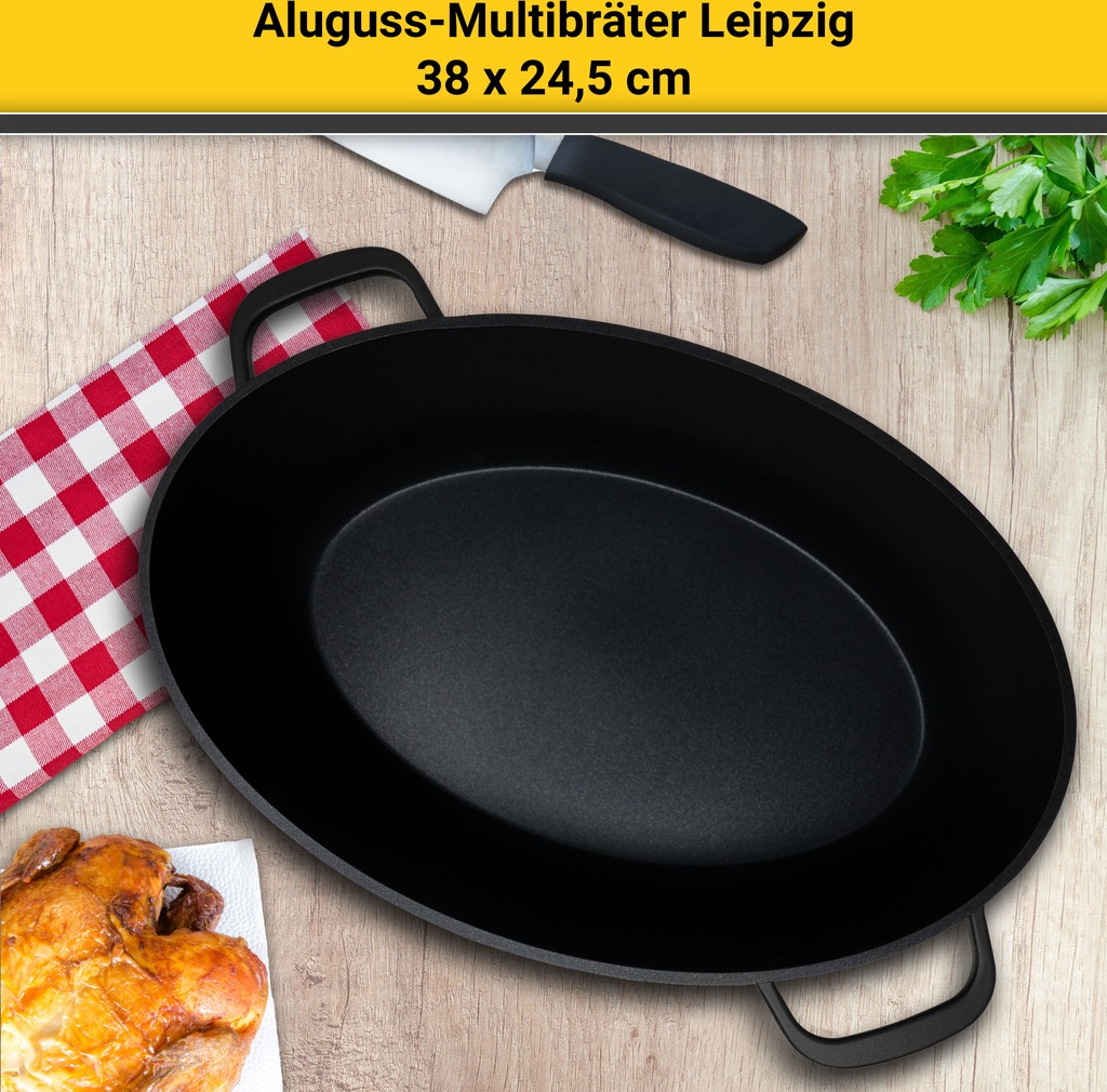 Krüger Bräter »Aluguss Multibräter mit Grilldeckel LEIPZIG, 38 x 24,5 x 13 günstig online kaufen