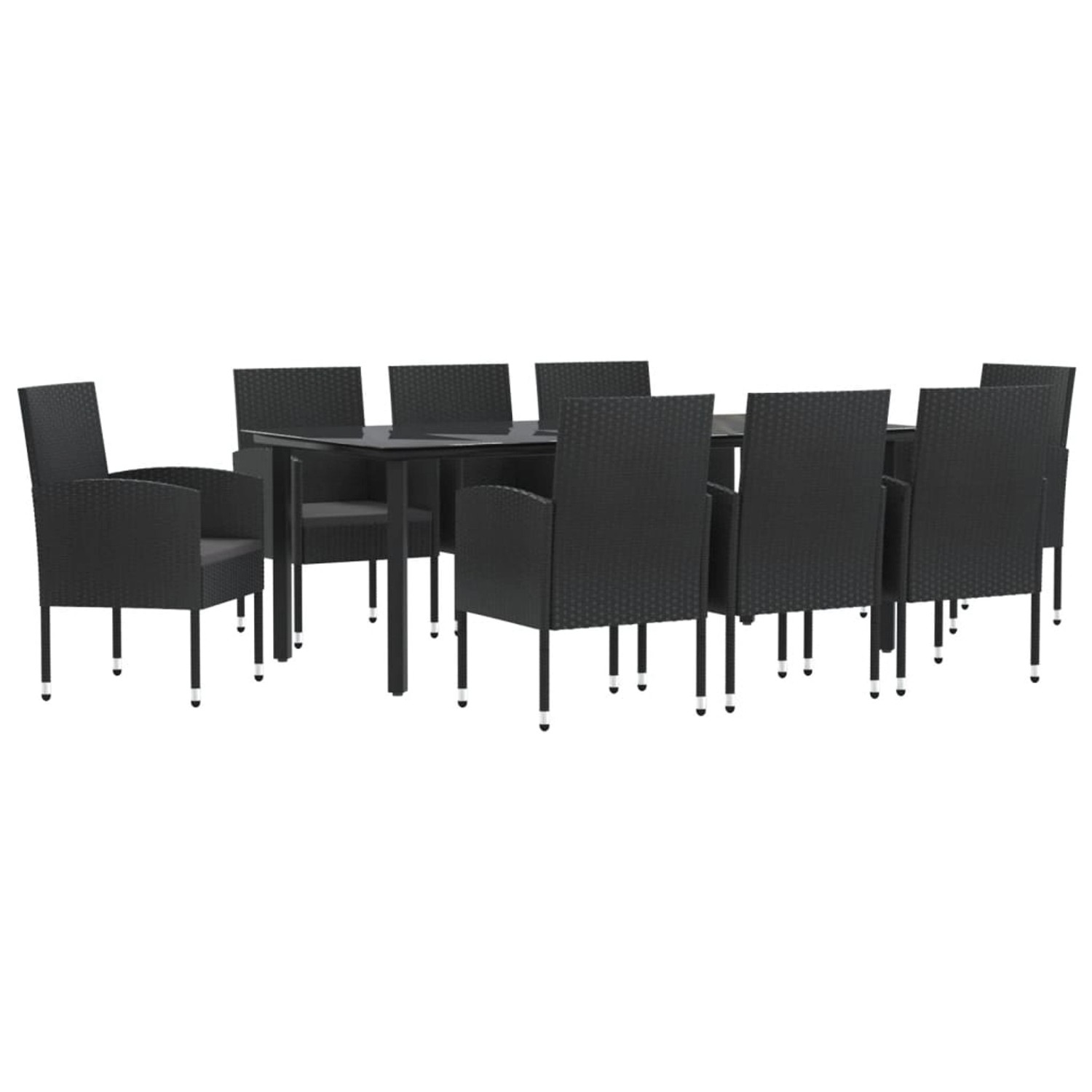vidaXL 9-Tlg Garten-Essgruppe Schwarz Poly Rattan und Stahl 3203351 günstig online kaufen