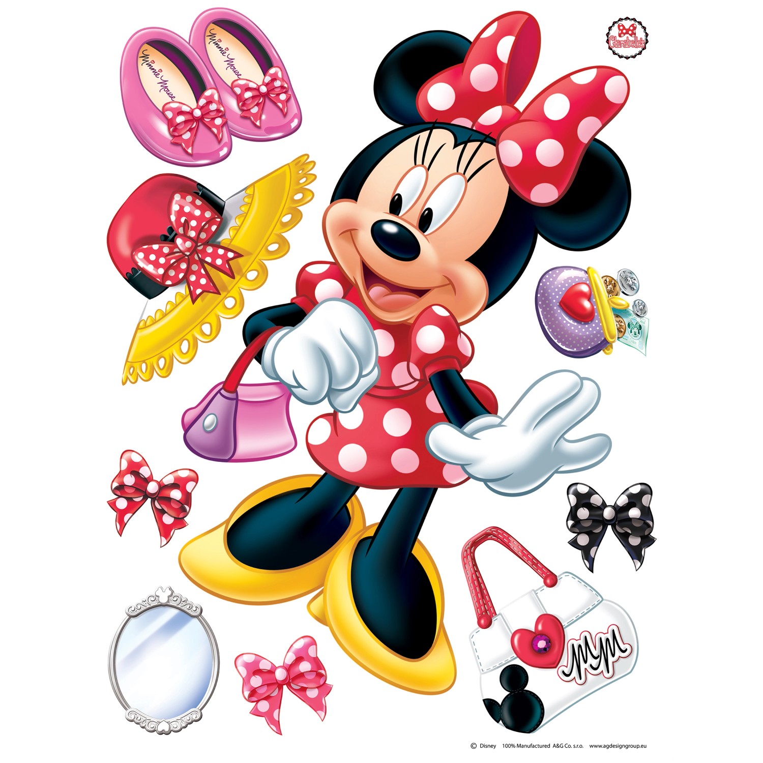 Disney Wandtattoo Minnie Maus Rot Weiß und Gelb 65 x 85 cm 600100 günstig online kaufen