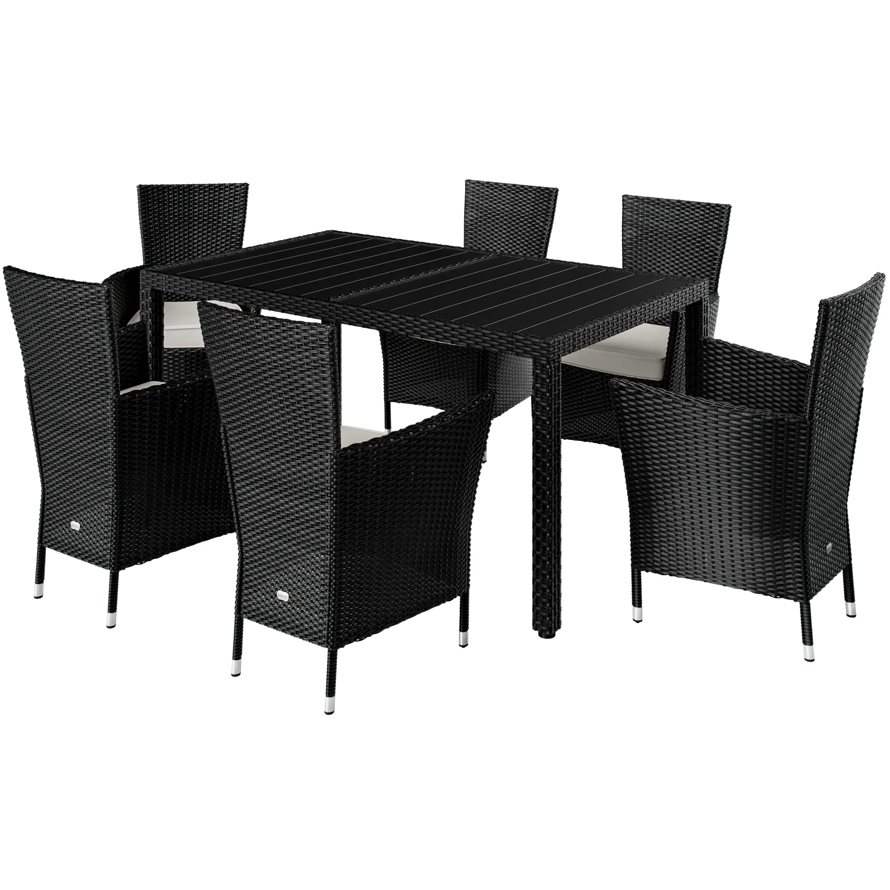 Polyrattan Garten-Sitzgruppe Riga 7-tlg. Schwarz günstig online kaufen