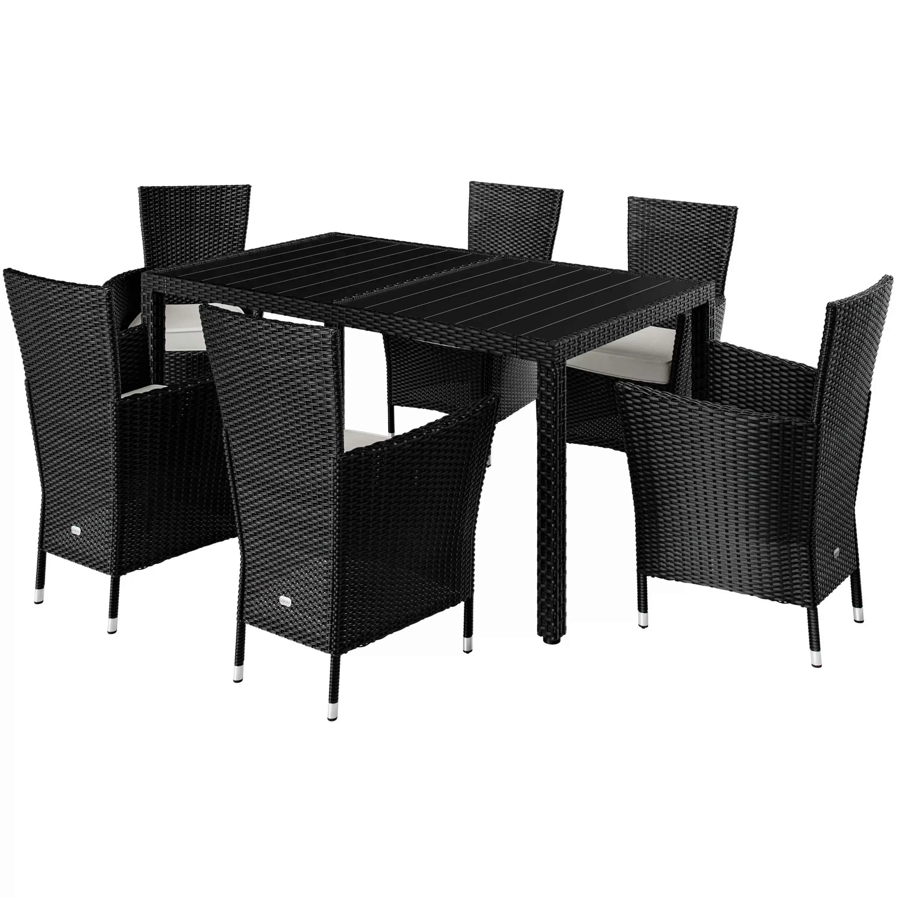 Polyrattan Garten-Sitzgruppe Riga 7-tlg Schwarz günstig online kaufen