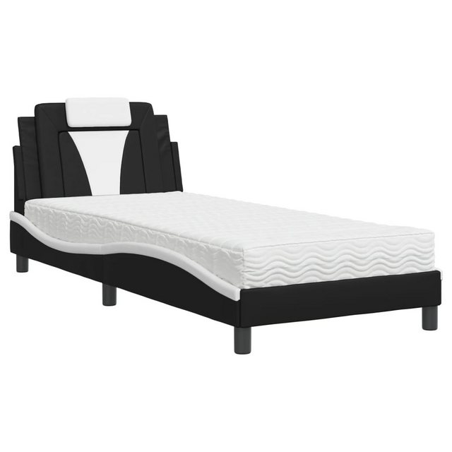 vidaXL Bett Bett mit Matratze Schwarz und Weiß 90x200 cm Kunstleder günstig online kaufen