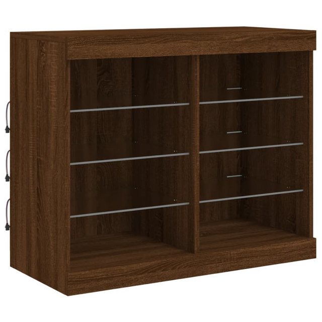 vidaXL Vitrine Sideboard mit LED-Leuchten Braun Eichen-Optik 81x37x67 cm Gl günstig online kaufen