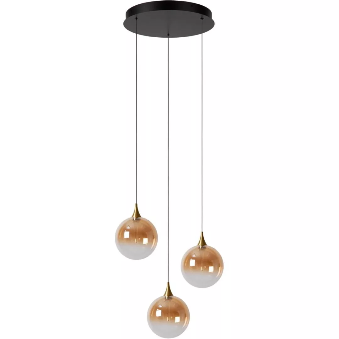 LED Pendelleuchte Gisela in Gold-transparent und Schwarz-matt 3x 3,6W 939lm günstig online kaufen