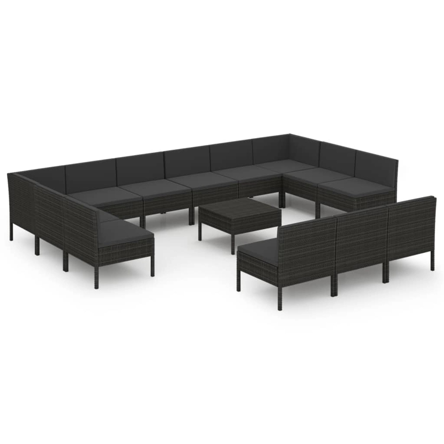 vidaXL 14-tlg Garten-Lounge-Set mit Auflagen Poly Rattan Schwarz Modell 4 günstig online kaufen