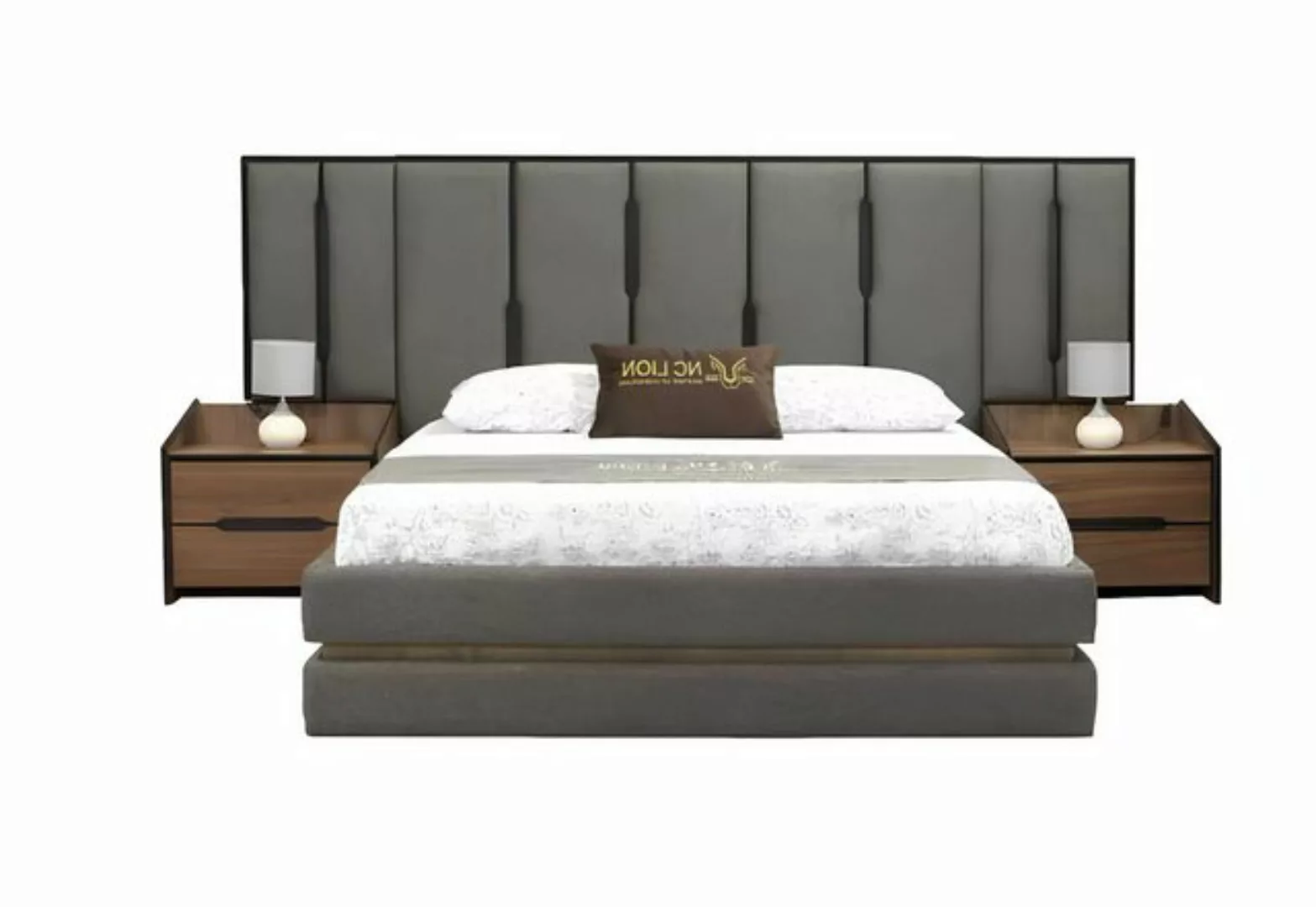 Xlmoebel Bett Stilvolles 3-teiliges Schlafzimmer-Ensemble mit schickem Bett günstig online kaufen