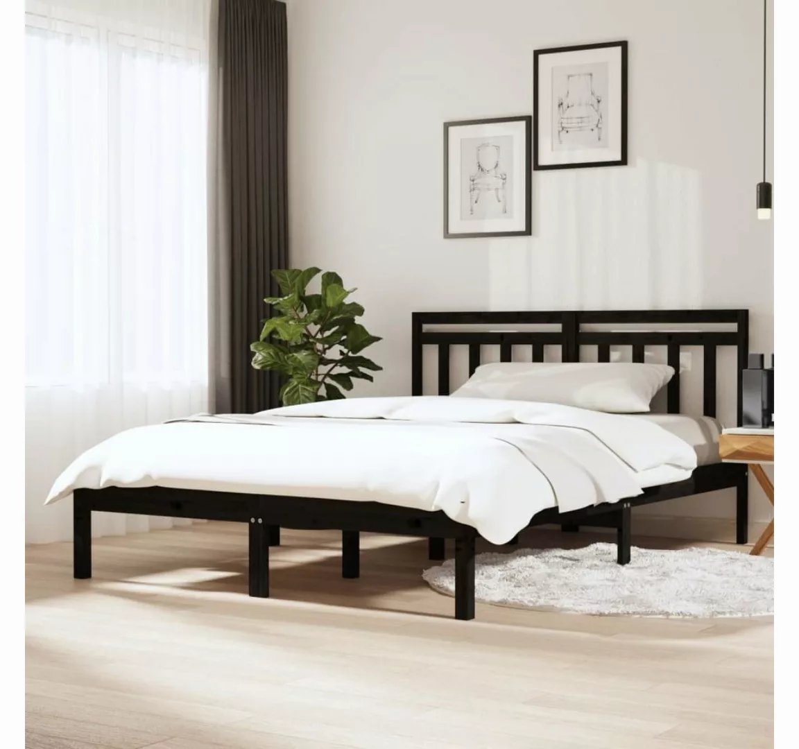 furnicato Bett Massivholzbett Schwarz Kiefer 140x200 cm günstig online kaufen