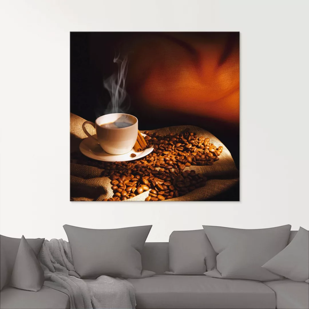 Artland Glasbild »Dampfende Tasse Kaffee«, Getränke, (1 St.) günstig online kaufen