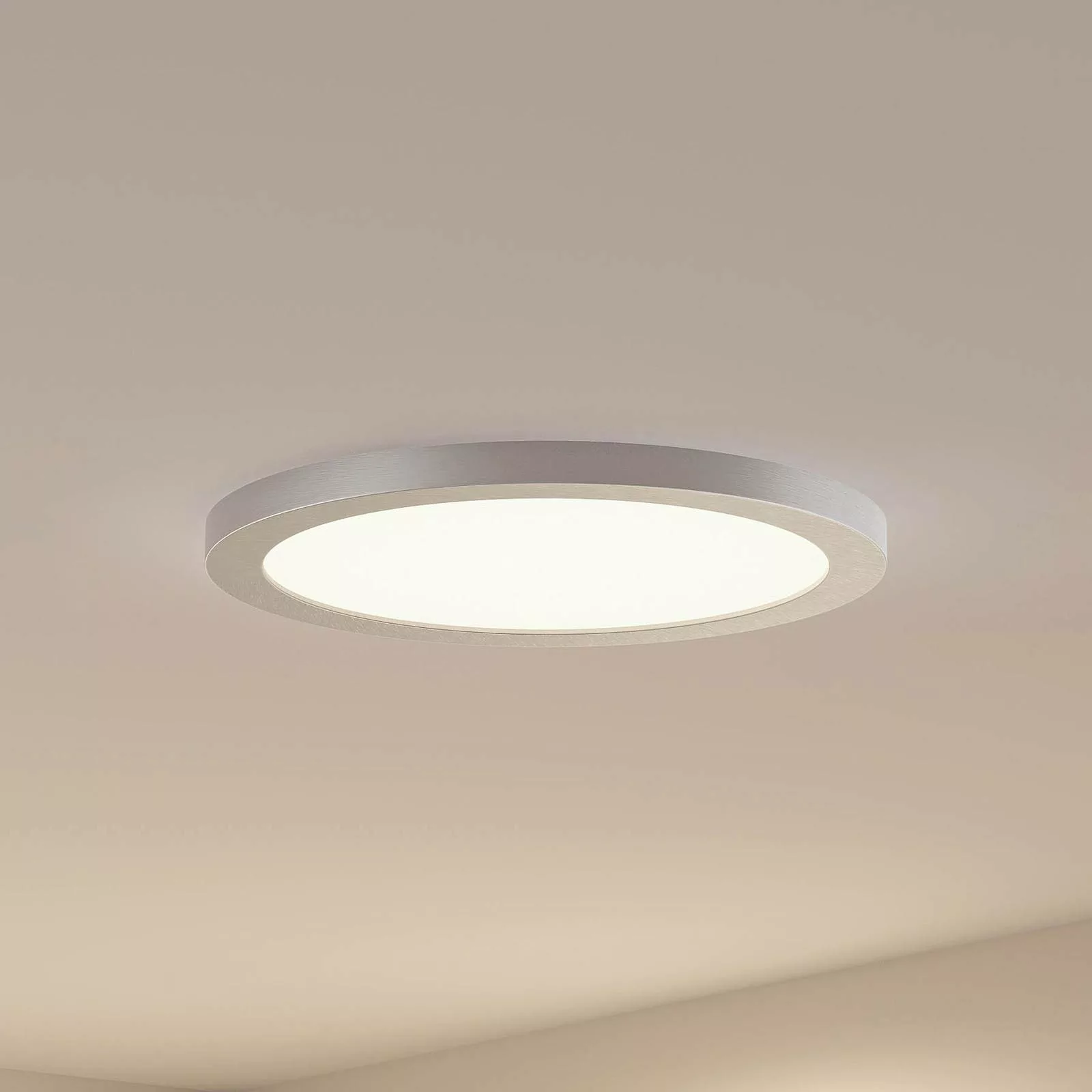 Prios LED-Deckenlampe Aureka, Ø 33 cm, silber, Metall günstig online kaufen