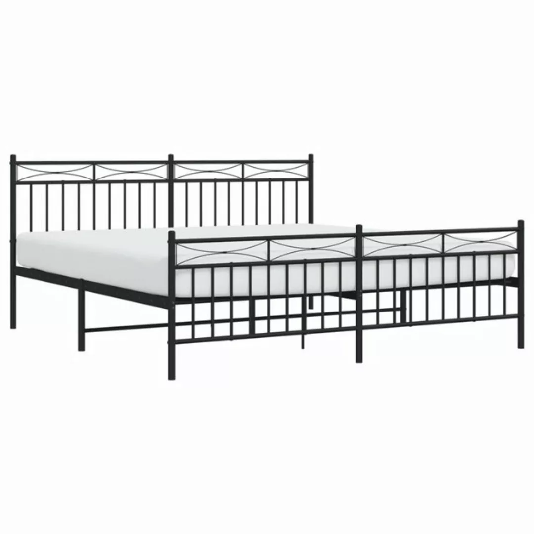 vidaXL Bett Bettgestell mit Kopf- und Fußteil Metall Schwarz 183x213 cm günstig online kaufen