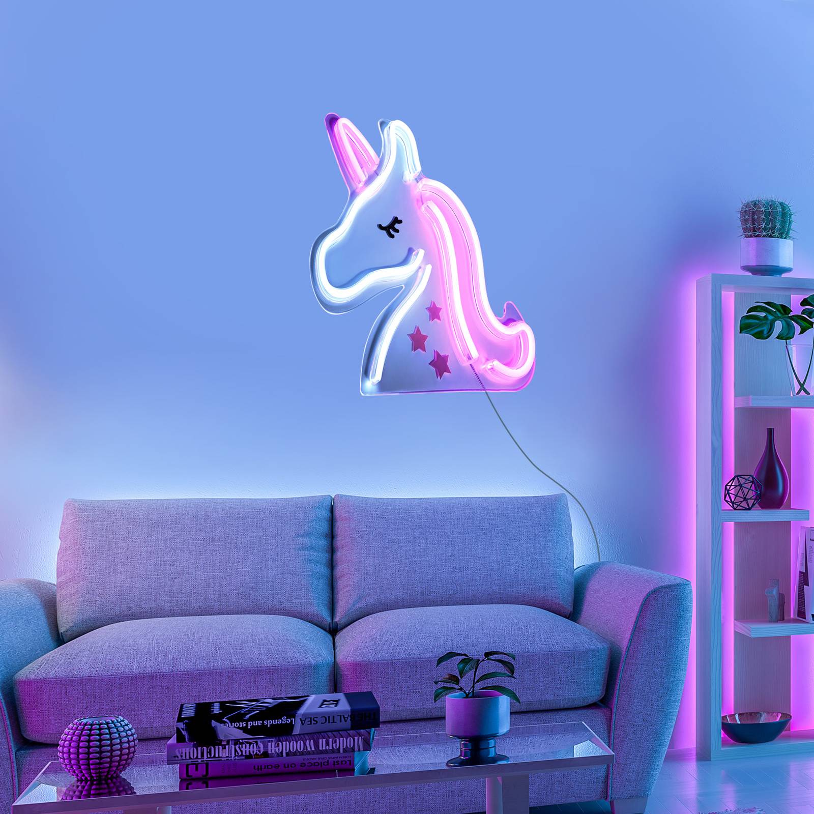 LED-Wandleuchte Neon Unicorn, USB günstig online kaufen