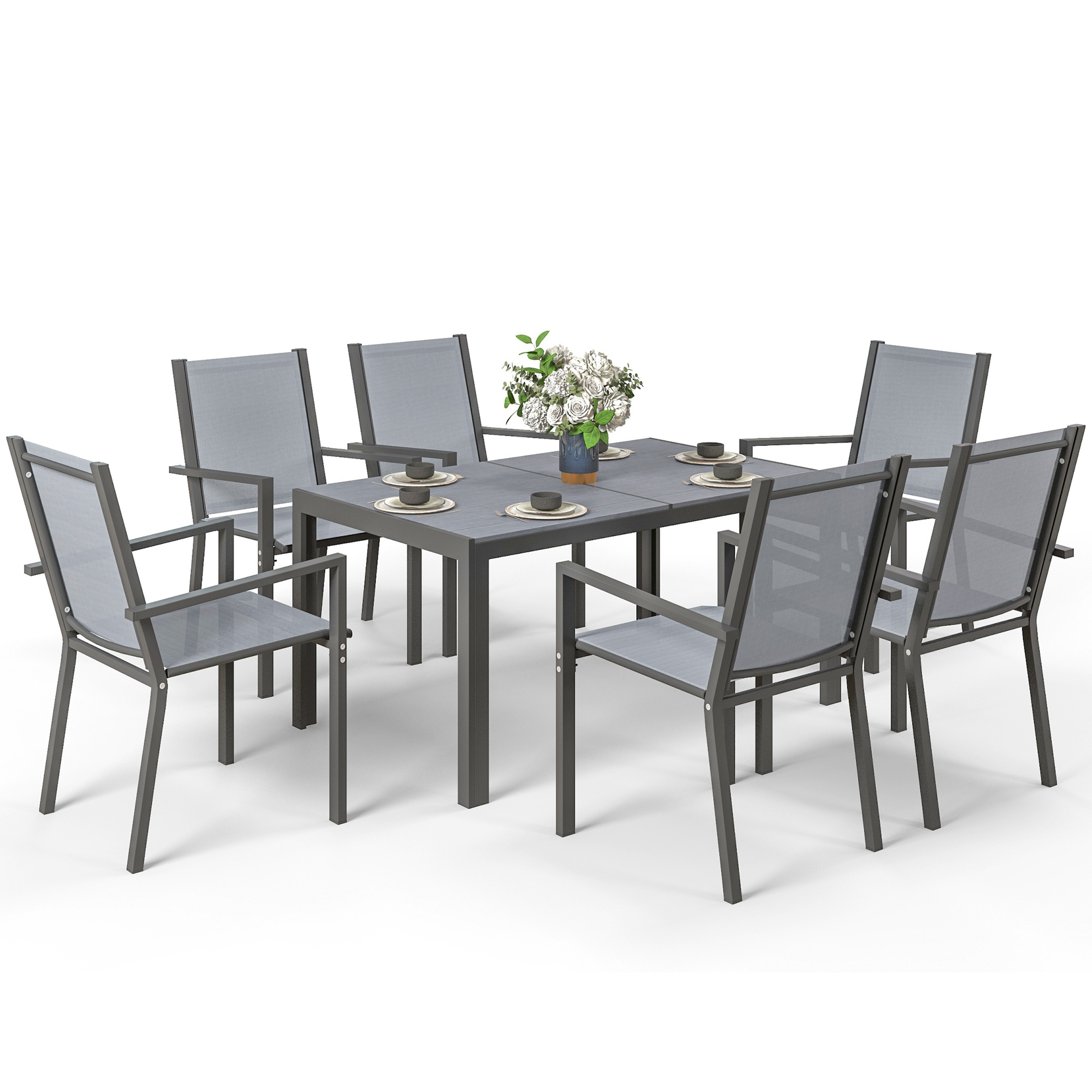 Outsunny Gartenmöbellset für 6 Personen, Outdoor Lounge Set, Stahlgestelle, günstig online kaufen