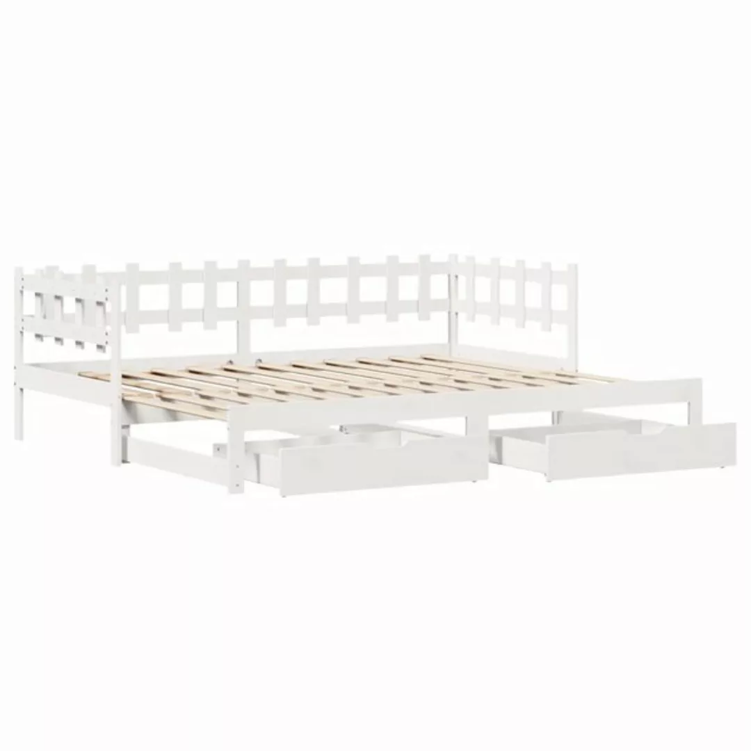 vidaXL Bett Tagesbett Ausziehbar mit Schubladen ohne Matratze Weiß 80x200cm günstig online kaufen