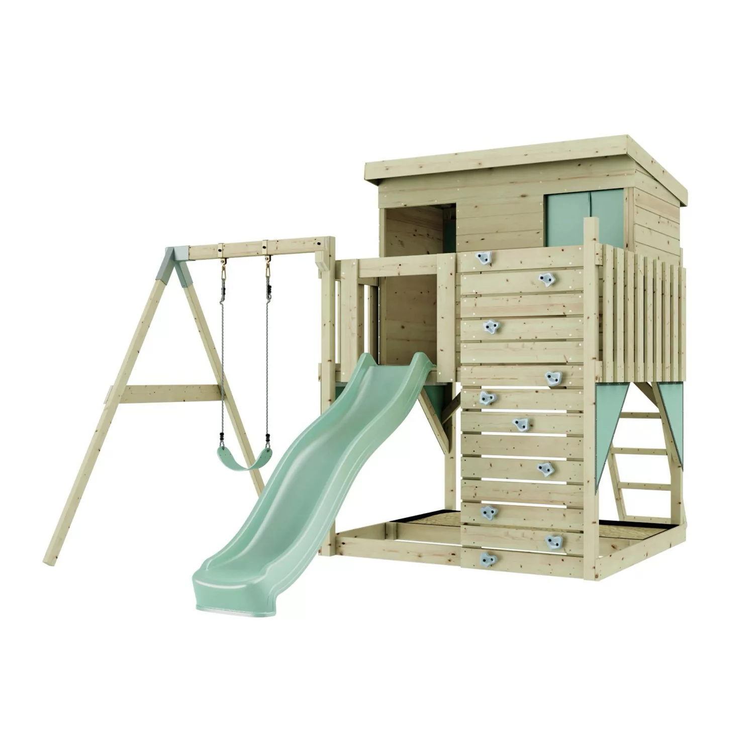 PolarPlay Spielturm Tjorven, mit Kinderschaukel, Mintgrün günstig online kaufen