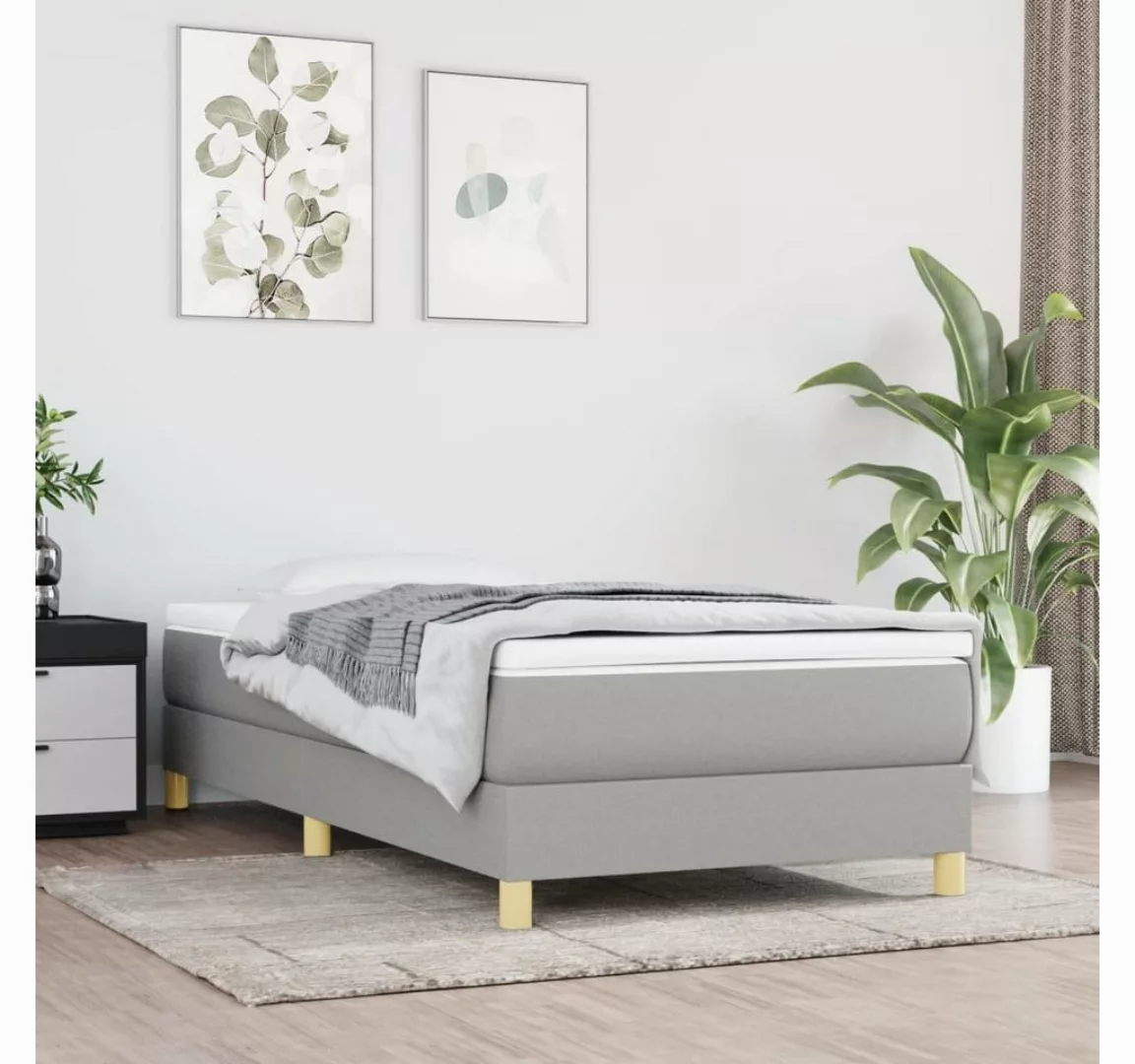 furnicato Bett Boxspringbett mit Matratze Hellgrau 80x200 cm Stoff günstig online kaufen