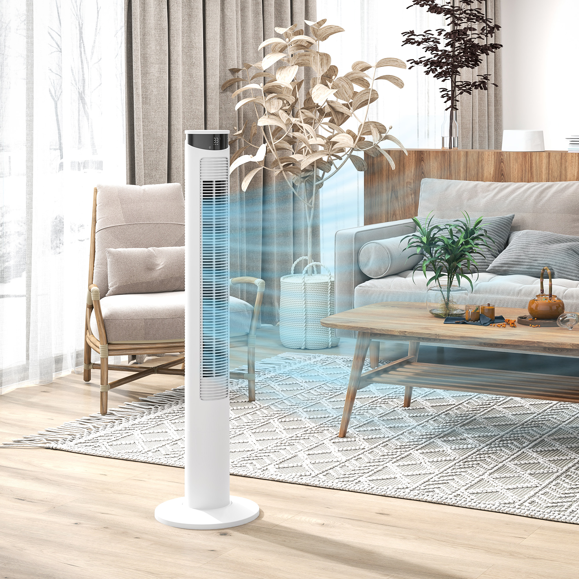 HOMCOM Turmventilator, Standventilator mit 3 Belüftungsstufen, Fernbedienun günstig online kaufen