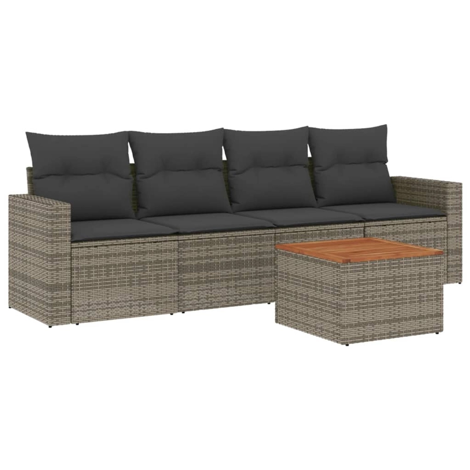vidaXL 5-Tlg Garten-Sofagarnitur mit Kissen Grau Poly Rattan 3256333 günstig online kaufen