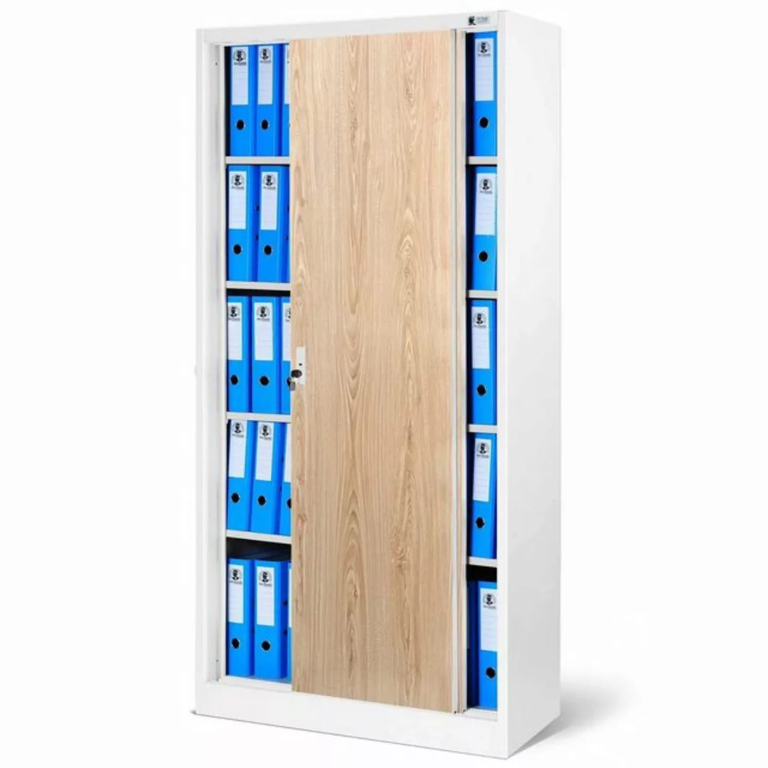 Jan Nowak Aktenschrank Aktenschrank Stahlschrank weiß-holz 185x90x40 günstig online kaufen