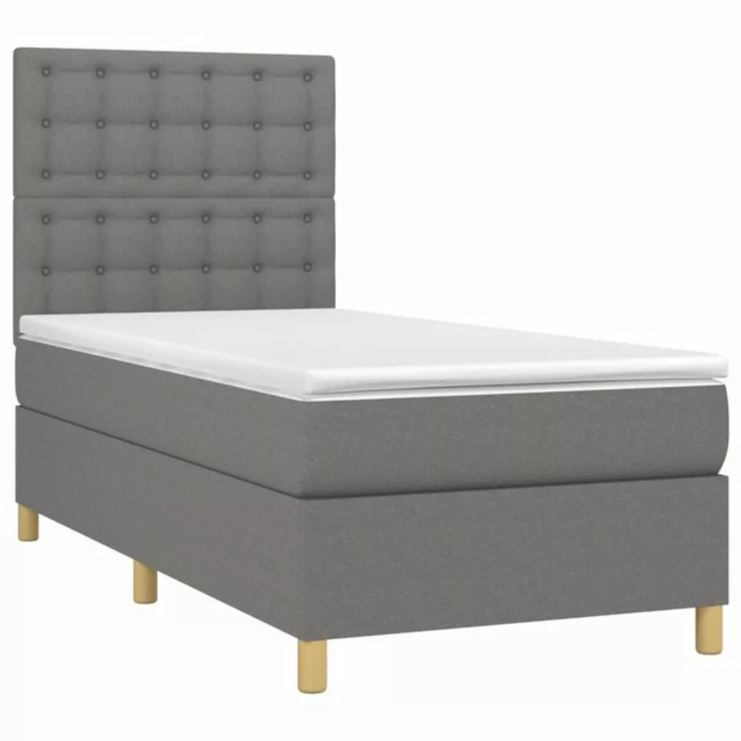 vidaXL Boxspringbett Boxspringbett mit Matratze LED Dunkelgrau 90x190 cm St günstig online kaufen