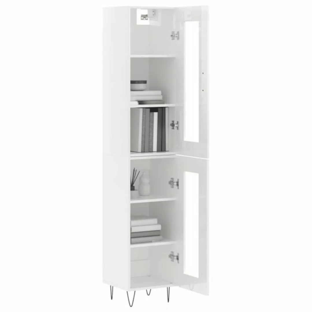 vidaXL Vitrine Highboard Hochglanz-Weiß 34,5x34x180 cm Spanplatte Glas Vitr günstig online kaufen