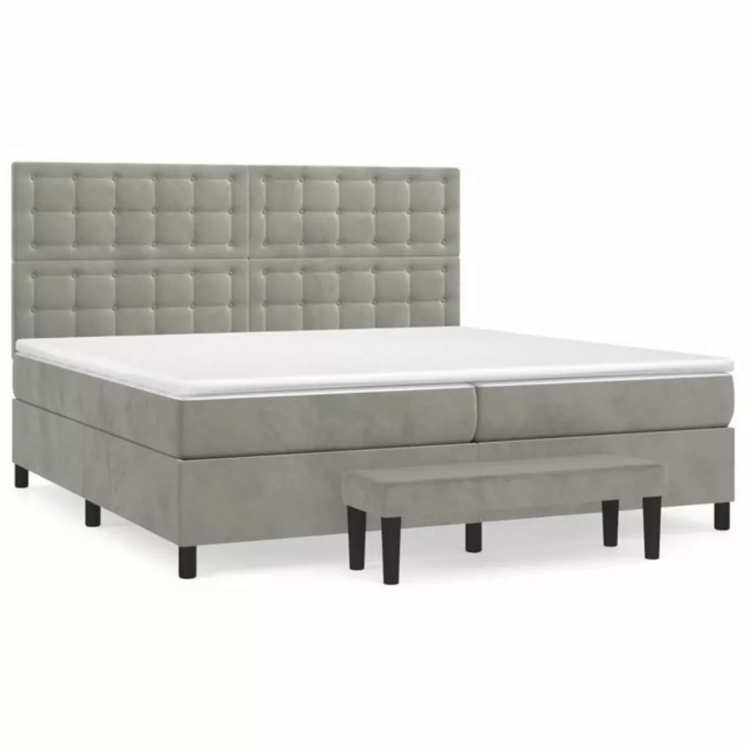 vidaXL Bettgestell Boxspringbett mit Matratze Hellgrau 200x200 cm Samt Bett günstig online kaufen