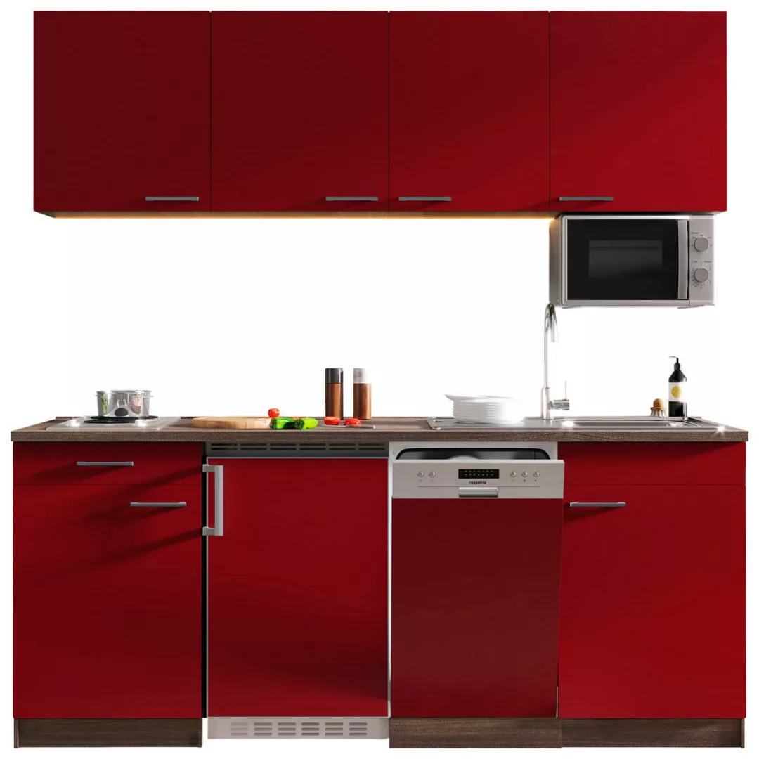 Respekta Küchenblock Economy rot matt B/H/T: ca. 195x200x60 cm günstig online kaufen