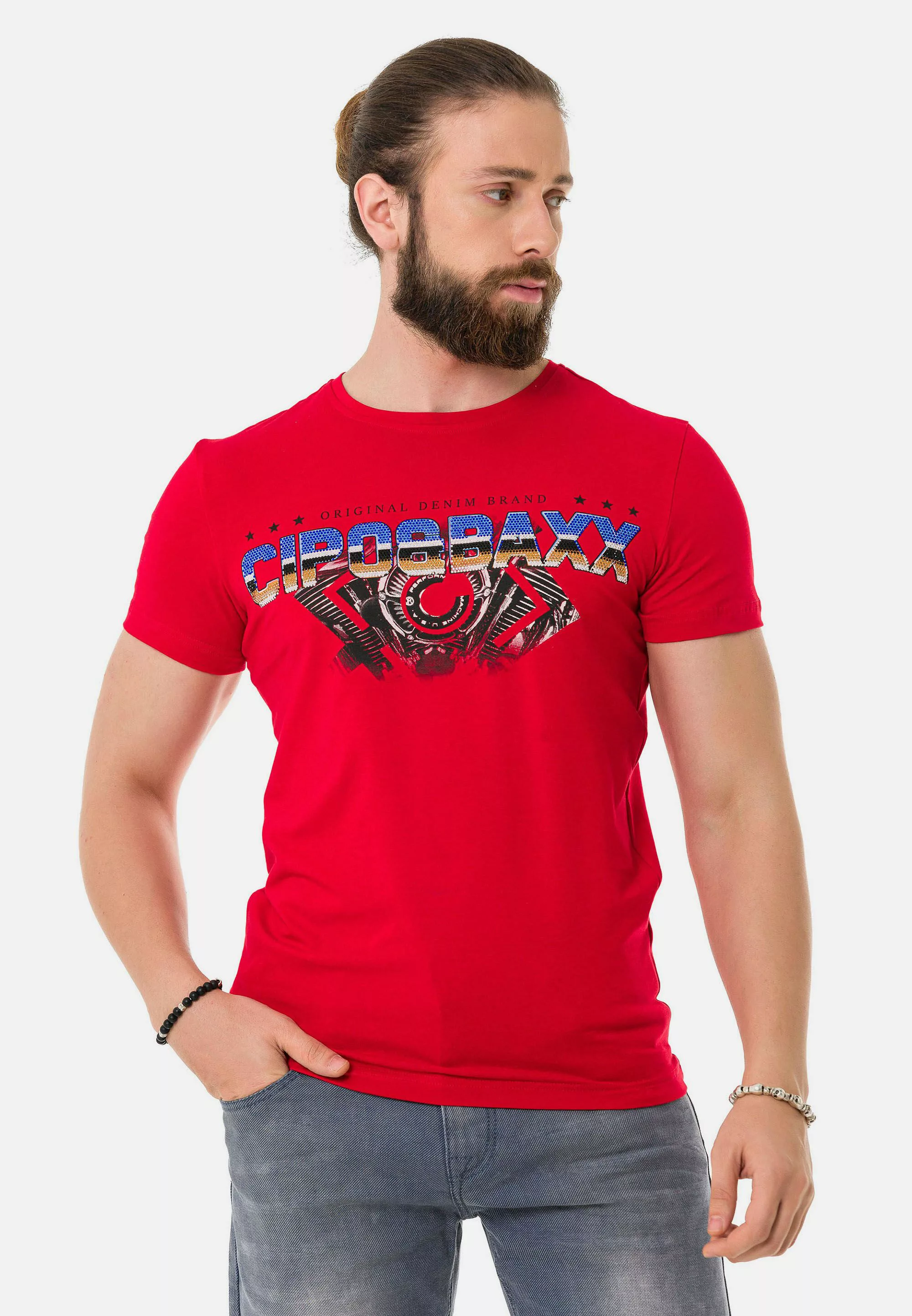 Cipo & Baxx T-Shirt "T-Shirt", extravaganter Marken-Schriftzug günstig online kaufen