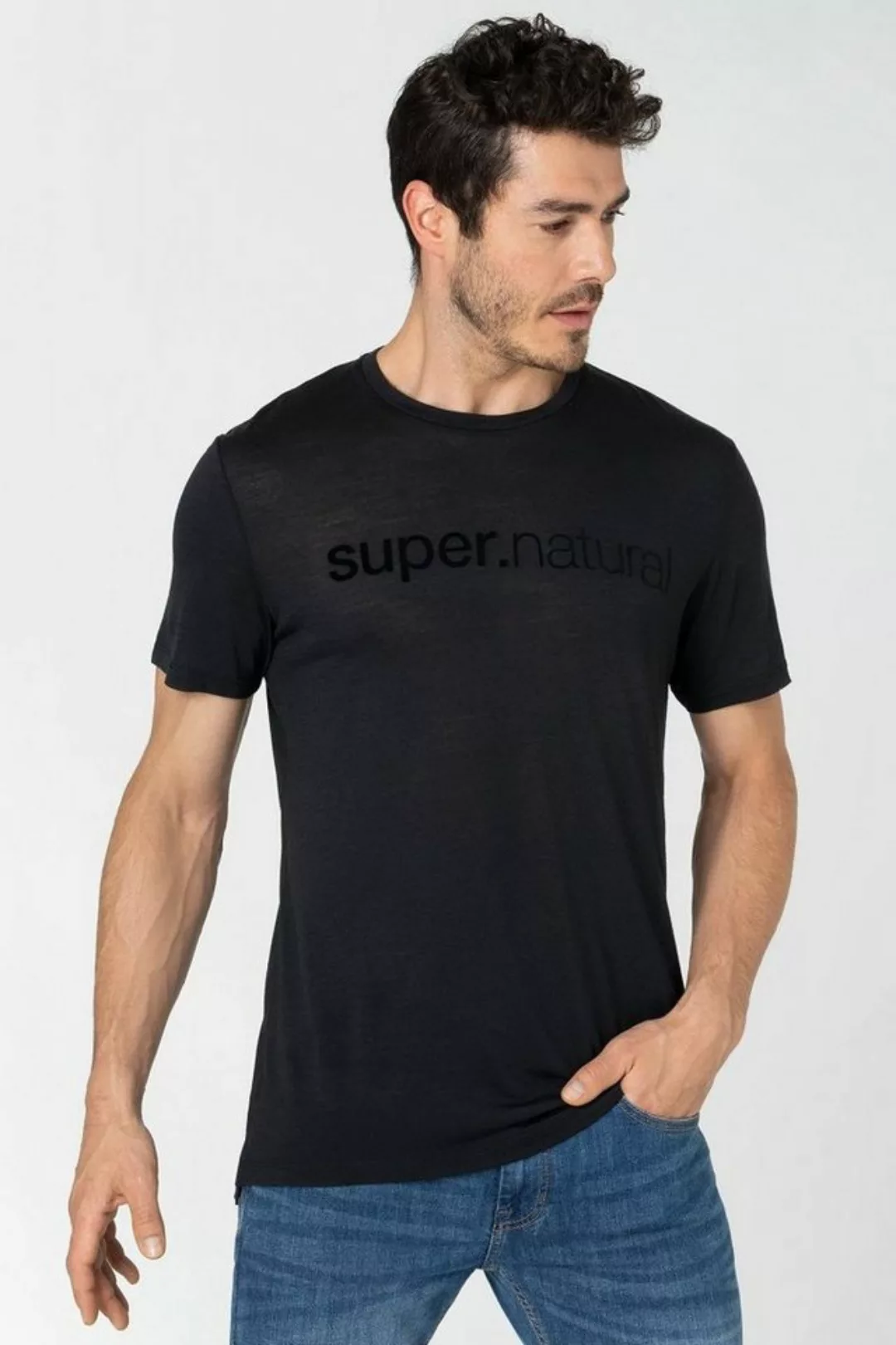 SUPER.NATURAL Print-Shirt Merino T-Shirt M 3D SIGNATURE TEE lässiger Merino günstig online kaufen