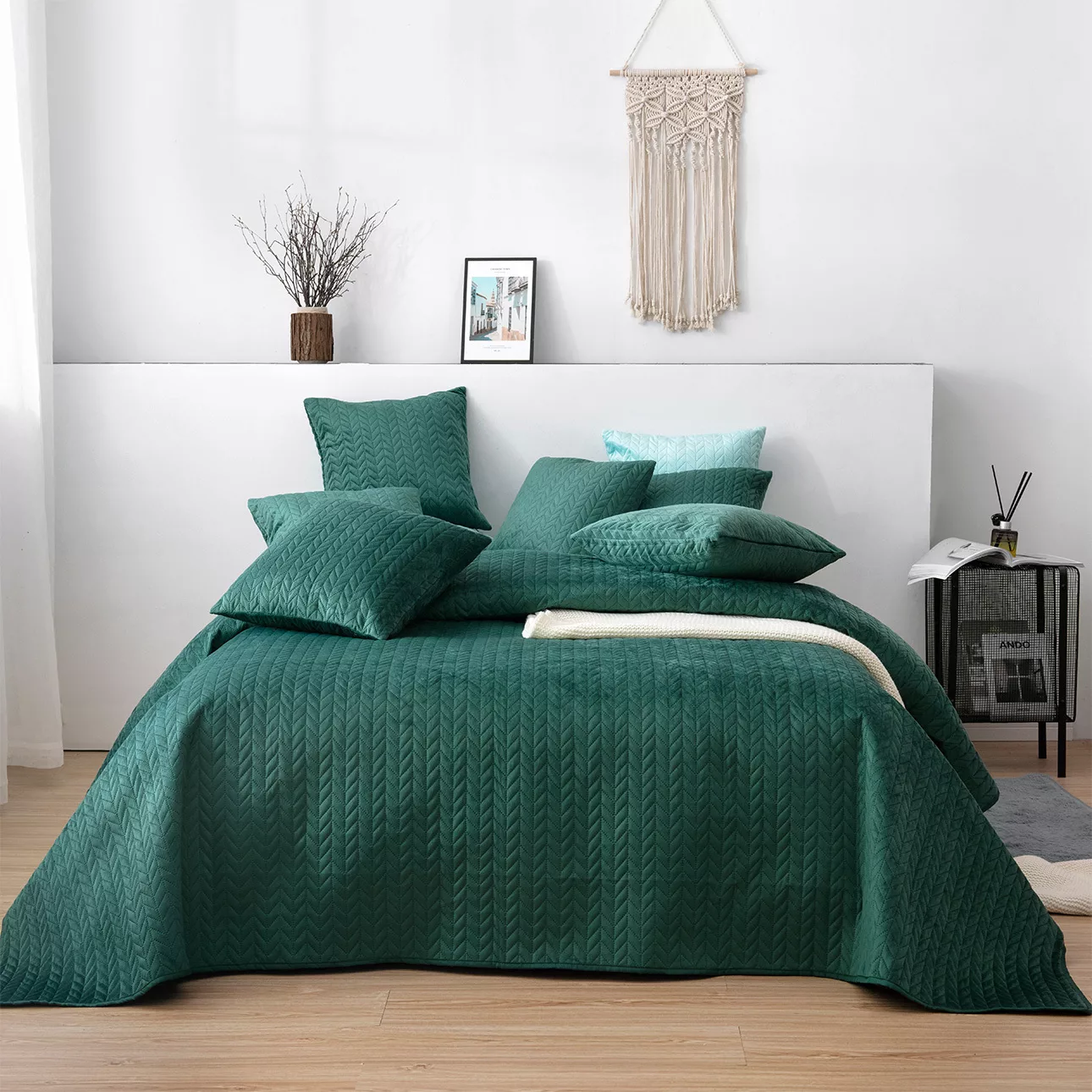 Tagesdecke Silky Chic 220x240 cm deep green, 220 x 240 cm günstig online kaufen