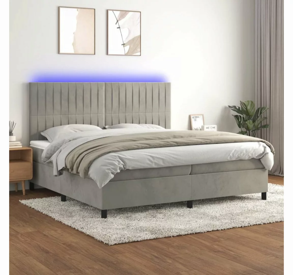 vidaXL Boxspringbett Boxspringbett mit Matratze & LED Samt (200 x 200 cm, H günstig online kaufen